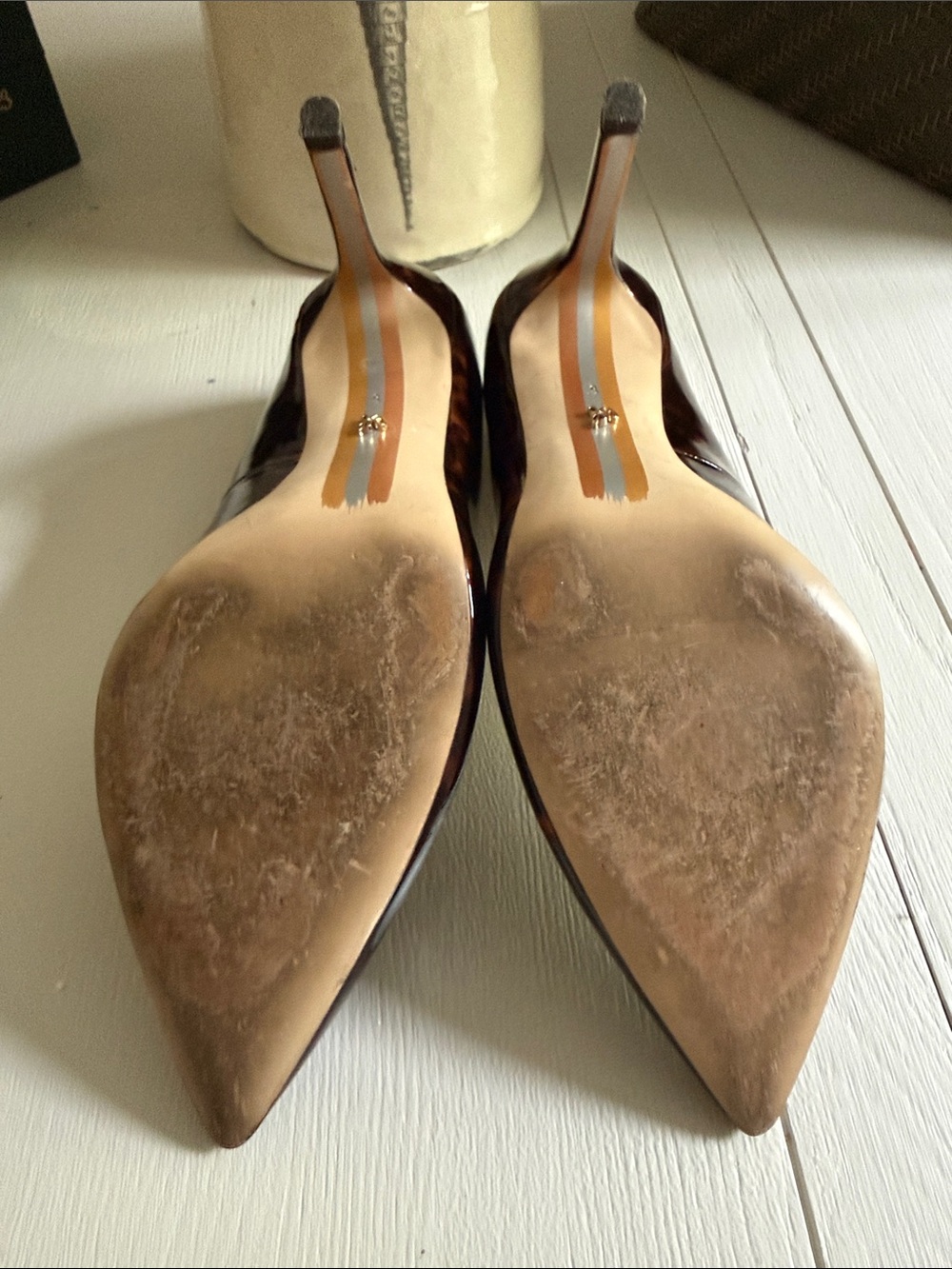 Sam Edelman Women's Tortoiseshell Brown Pointed-Toe Pumps - Picture 5 of 12